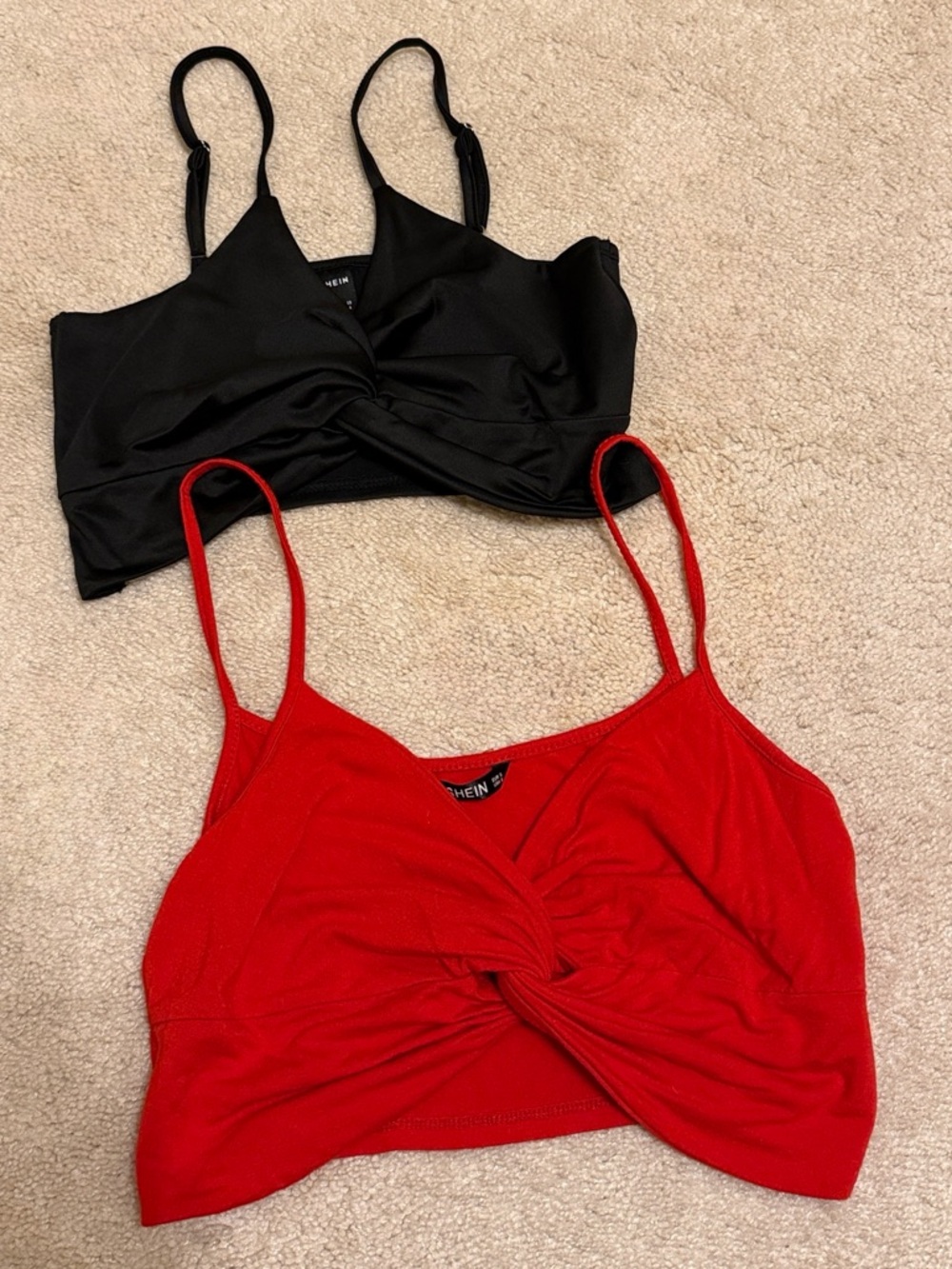 2 Shein Twist Front Crop Tops